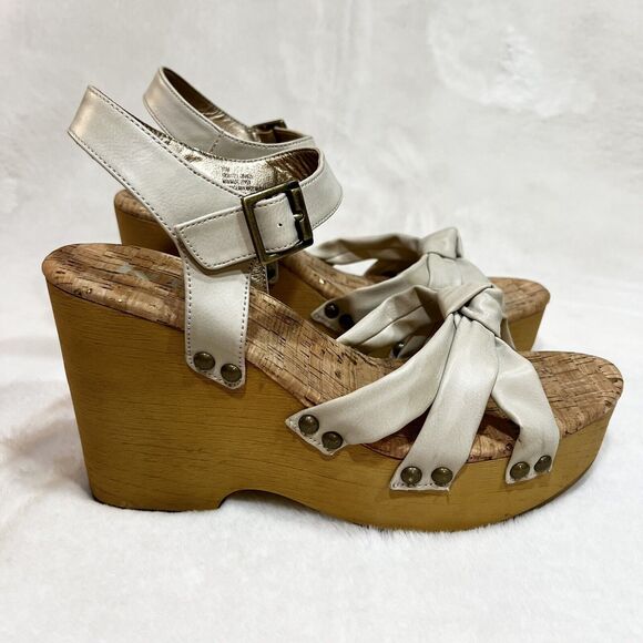 Korks Dawson Wedge Sandals Off White Strappy Women’s Sz 11 - Picture 1 of 11